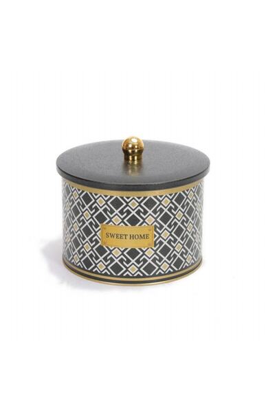 EVLE Ef145-88 Turkish Black_Swt Home Patterned Round Metal Storage Container ...