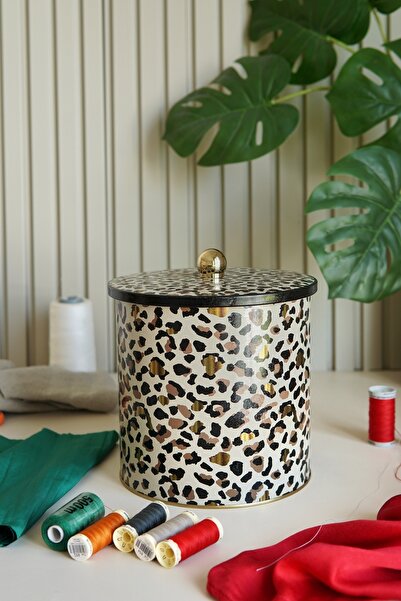 EVLE Leo Patterned Food Storage Container - Metal Storage Container 17.5 Cm X 18 Cm Er147-v4