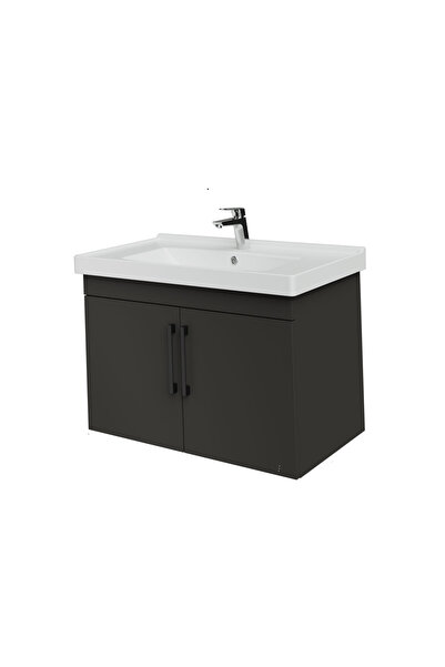 Creavit D20 80 Cm Kapaklı Lavabo Dolabı Antrasit Melamin Kapak