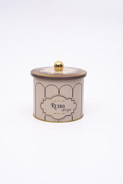 EVLE Retro Patterned Round Metal Storage Container, Food Storage Container 14 X 12.5 Cm, 1.7 Lt, Er142-U6
