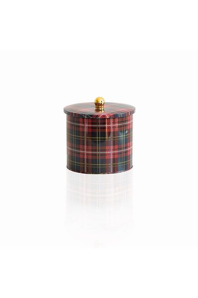EVLE Ef146-ı3 Plaid(EKOSE) Patterned Round Metal Storage Container 17.5 Cm