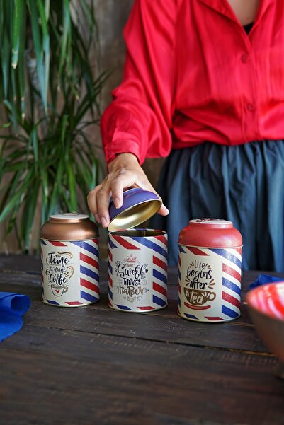 EVLE Set of 3 Cylinder Metal Storage Containers in 9 cm Diameter - Post