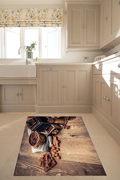 linazaitun Baharat Desenli Dijital Baskı Yıkanabilir Kaymaz Taban Leke Tutmaz...