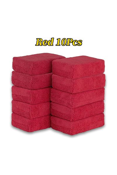 Choice Cr091 10pcs Red 10pcs Microfibre Car Wax Applicator Pads Soft Auto Detailing Wax Sponge Rectangle Fo