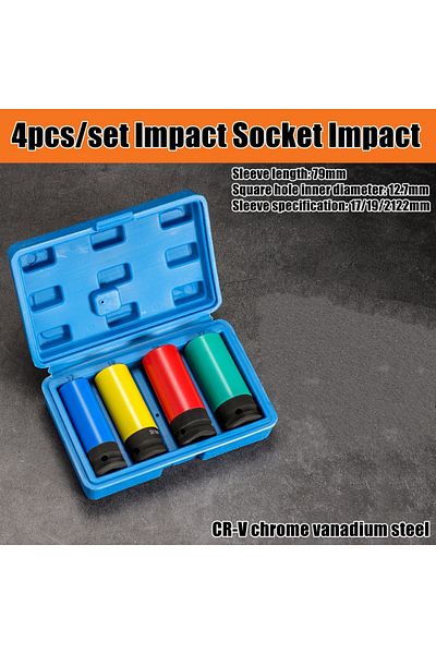 Choice 4pcs Set 1/2 Inch Drive Wheel Protector Impact Socket Thin Wall Deep Impact Socket Set Plastic Sleev