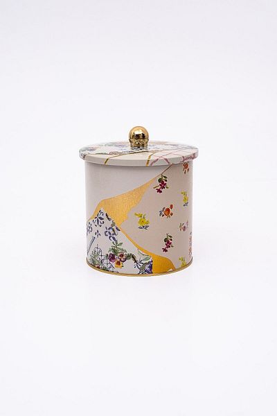 EVLE Kint Sugi Patterned Round Metal Storage Container, Food Storage Container - Organizer 14 Cm X 15 Cm Er143-3i