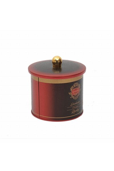 EVLE Ef142-83 Specialty Red Patterned Round Metal Storage Container 14 Cm
