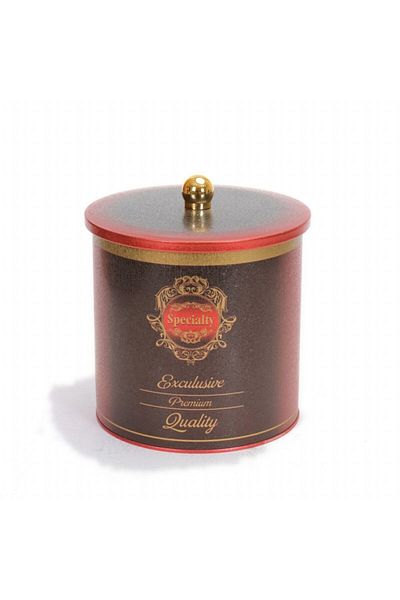 EVLE Ef147-83 Specialty Red Patterned Round Metal Storage Container 17.5 Cm
