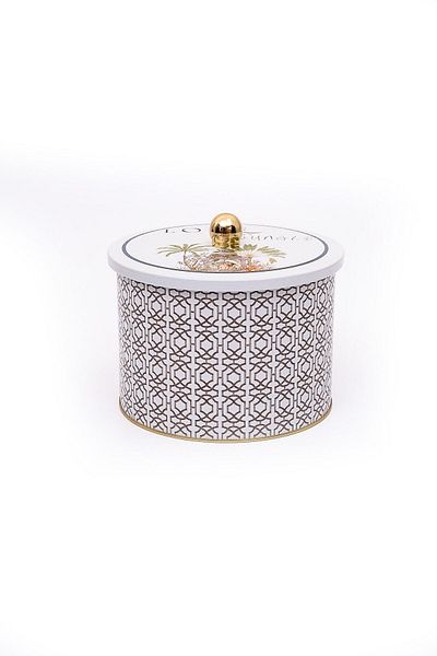 EVLE Forrest Patterned Round Metal Storage Container 14 Cm, Food Container - Organizer 17.5 Cm X 13 Cm Er145-2g