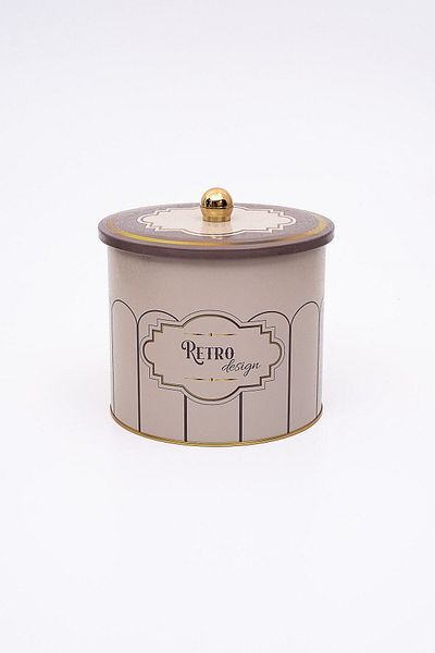 EVLE Retro Patterned Food Storage Container - Metal Storage Container 17.5 Cm X 15.5 Cm Er146-u6