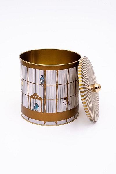 EVLE Bird Cage Patterned Food Storage Container - Metal Storage Container 17.5 cm X 18 Cm, 4.1 Liter, Er147-T7