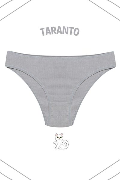 MİSTİRİK Taranto Model Ribbed Fabric High Waist Breathable Soft Fabric Slip Panties Gray Color