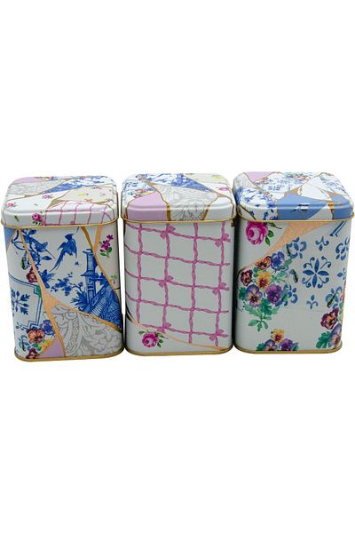 EVLE Erb25u5 Square Metal Storage Container 87x87x125, Set of 3, Kint Sugi