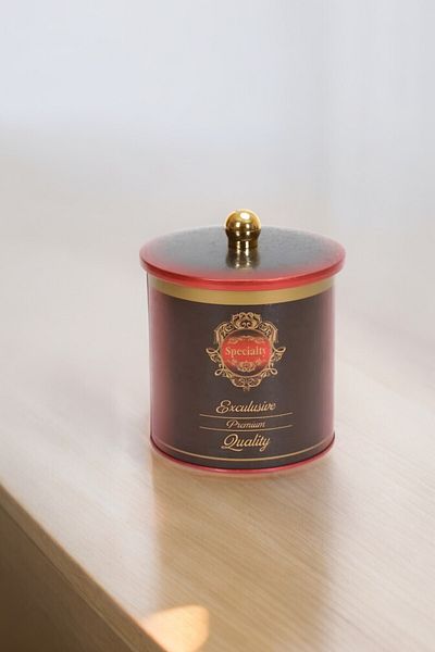 EVLE Ef143-83 Specialty Red Patterned Round Metal Storage Container 14 Cm