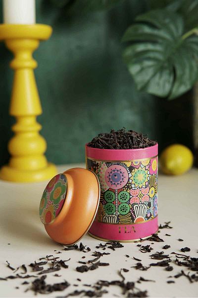 EVLE Sunflower Patterned Round Storage Container, 9 x 11 cm, 0.6 lt