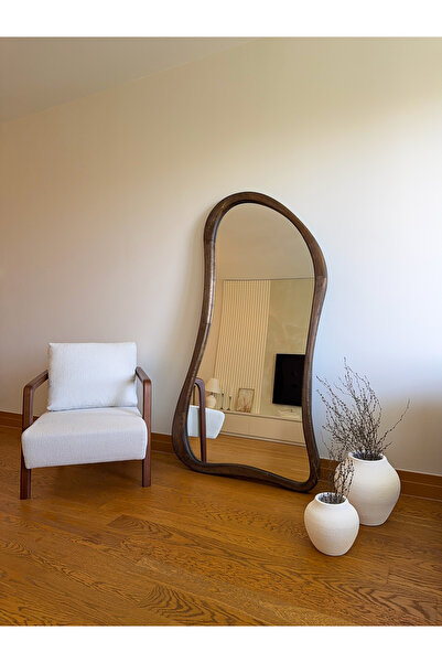 EFFE YAPI DEKOR DOĞAL AHŞAP ÇERÇEVELİ 180X100 CM ( CEVİZ ) AYAKLI BOY AYNASI