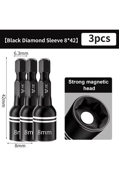 NIUXIANG 3 Pcs 8mm Deep Air Impact Socket For Torque Wrench Auto Repair Tools Ratchet Multifunction Chrome Va