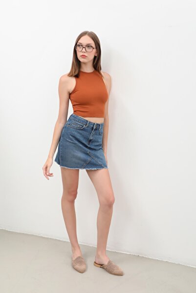 Bluewhite Міні-спідниця з джинсової тканини - дизайн з бахромою