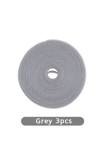 Choice Grey 3pcs 3m Hook And Loop Fastener Cable Organizer Cable Ties Wire Winder Keeper Usb Cables Managem