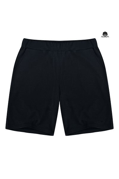Cottonland Pantaloni scurți KIANA subțiri de vară din bumbac pieptănat cu talie elastică NEGRE
