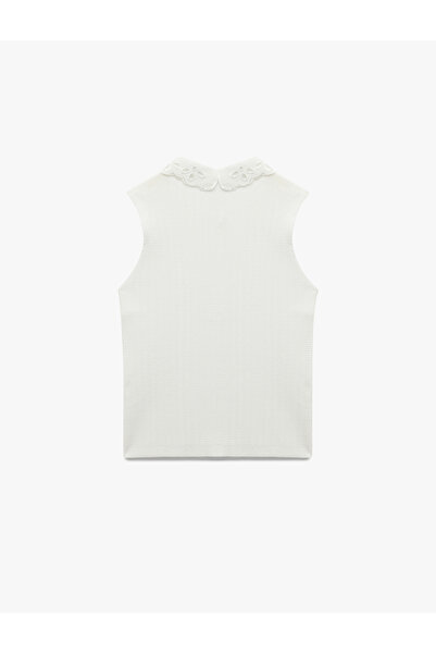 Koton X Melis Ağazat - Αμάνικο μπλουζάκι πλεκτό με γιακά πόλο με πέτρες