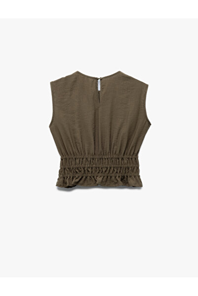 Koton Viscose Fabric Gathered Gipeli Crew Neck Sleeveless Blouse