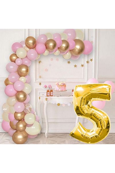 tedaks 5 Year Old Pink Concept Balloon Set Birthday Balloon Stylish Party Ornament
