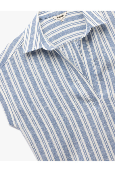 Koton Μπλούζα με κοντομάνικο πουκάμισο με γιακά από λινό