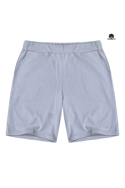 Cottonland Pantaloni scurți KIANA subțiri de vară din bumbac pieptănat cu talie elastică pentru femei, GRI DESCHIS