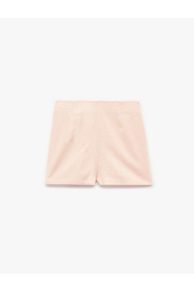 Koton Comfortable Fit Belted Double Breasted Mini Linen Shorts Skirt