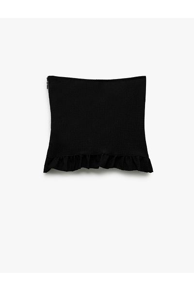 Koton Wrap Fabric Textured Slim Fit Ruffled Strapless Crop Blouse
