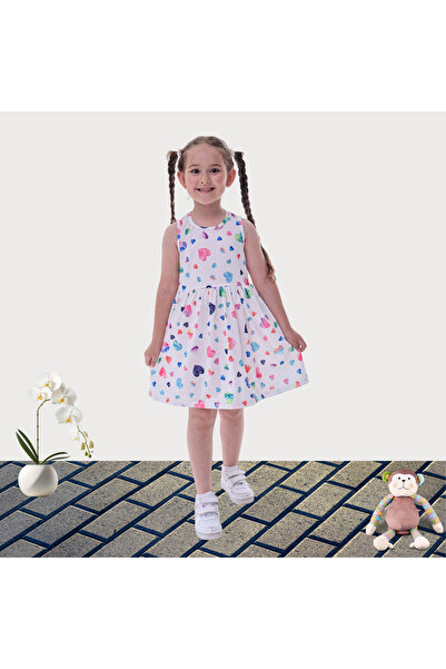 canmana kids&baby Yazlık Baskılı Kalın Askılı Kız Çocuk Elbise