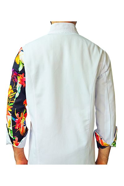 Ant Rotagrup Üniforma ve İş Elbiseleri Chef Jacket Patterned Unisex Snap Fastener White Long Sleeve Chef Cook Kitchen Jacket Skull