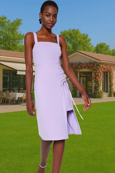 PayBuy Elegant Midi Pencil Skirt Dress Polyester Blended Woven Fabric Body-Hugging Summer Seasons