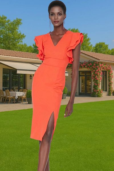 PayBuy Rochie de seară șic, cu decolteu în V, cu mâneci scurte, țesută cu finik, pentru utilizare zilnică Zarifane Design Aspect elegant