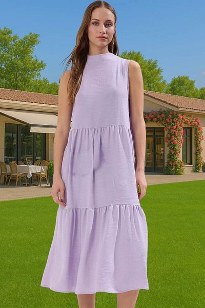 PayBuy Women's Midi Length Shift Dress Polyester Woven Fabric Casual Style Comfortable Cut Perfect Fit