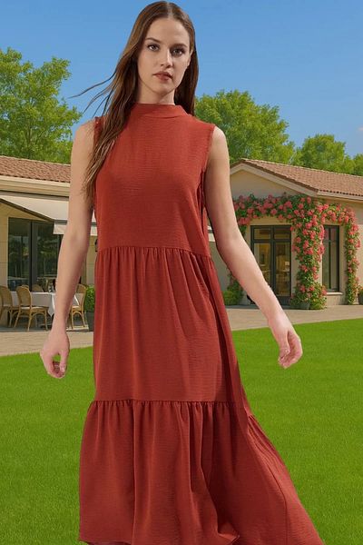 PayBuy Women's Midi Length Shift Dress Polyester Woven Fabric Casual Style Comfortable Cut Perfect Fit