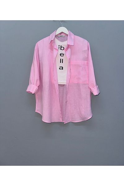 miremiran Cămașa din in 100% este oversize, cu croiala lejeră.