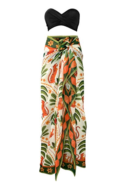 Bolder Curve Pareo Chiffon Palm&Butter Yellow (Big Size)