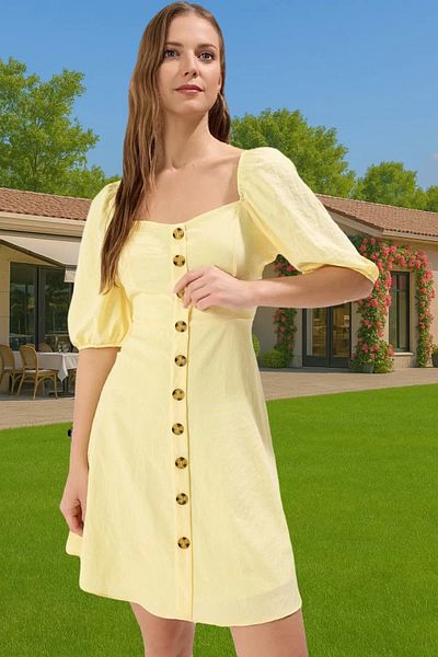 PayBuy Women's Mini A-Line Balloon Sleeve Summer Cotton Dress Perfect Fit Distinguished Material Premium Quality