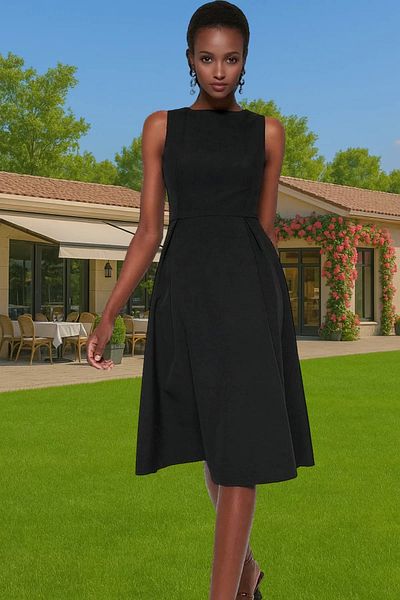 PayBuy Midi Length Pleated Elastane Woven Dress Business and Daily High Quality Stylish Appearance Premium Quality