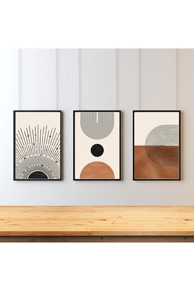 Gorgon Art Home Boho Design Table Set Frame Look Mdf Print