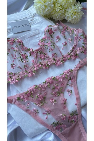 DUALANCE Set bralet din tul cu flori Marla