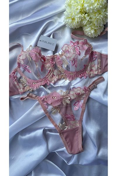 DUALANCE Set sutien cu model floral Rosalita, fără căptușeală