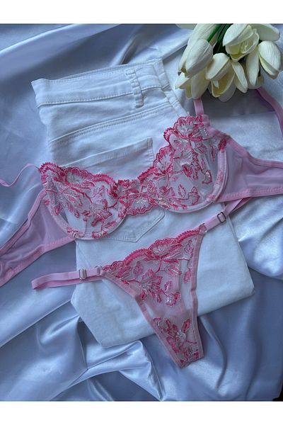 DUALANCE Set sutien cu model floral Jessia, fără căptușeală