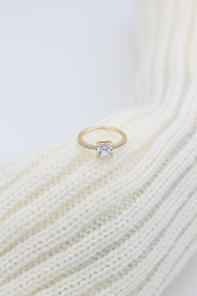 XUPING JEWELRY Stil Incisi/Xupıng Jewelry 14 Ayar Altın Kaplama Tek Taş Zirko...