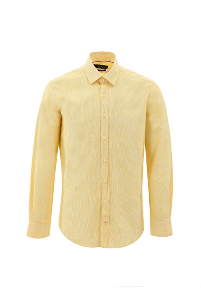 Kiğılı Довгий рукав, облягаючий крій, вузький крій, сорочка з льону з візерунком