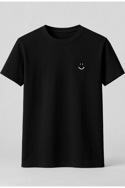 GEZEGENX bumbac 100% Regular Fit guler rotund basic Tricou simplu cu mânecă scurtă Detaliu emoji