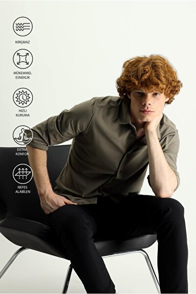 Kiğılı Cămașă tricotată sport cu mânecă lungă, slim fit, slim fit