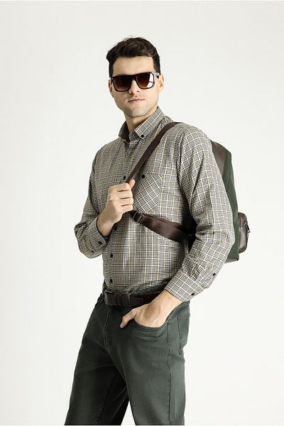 Kiğılı Long Sleeve Regular Fit Lumberjack Plaid Cotton Easy-Iron Shirt